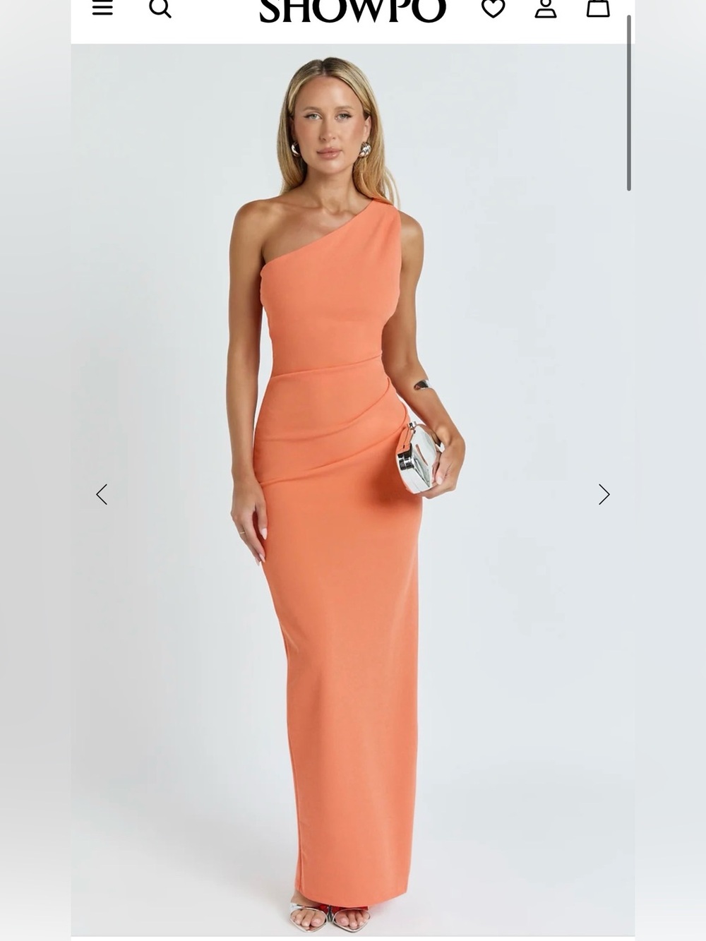 Showpo One-Shoulder Coral-Orange Maxi Dress
